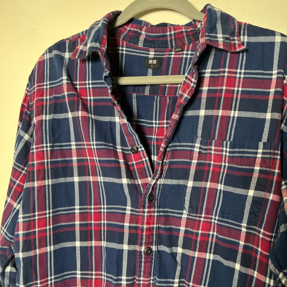 Uniqlo Plaid Flannel Button Down Shirt Size Large - Picture 4 of 6
